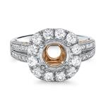 Prima Diamond Cushion Halo Eng Ring With Rose Gold Side Scroll