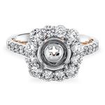 Prima Diamond Cushion Halo With Rose Gold Side Scroll