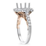 Diamond Cushion Halo With Rose Gold Side Scroll