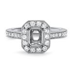 Prima Diamond Emerald Cut Millgrain Halo Eng Ring