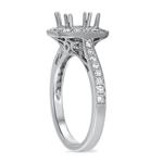 Diamond Emerald Cut Millgrain Halo Eng Ring