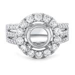 Prima Diamond Halo Three Row Split Shank Eng Ring