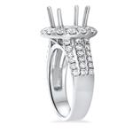 Diamond Halo Three Row Split Shank Eng Ring