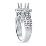 Diamond Halo Three Row Split Shank Eng Ring