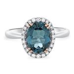 Prima Diamond & London Blue Oval Two Tone Ring