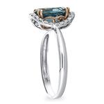 Diamond & London Blue Oval Two Tone Ring