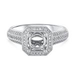 Prima Diamond Millgrain Halo Engagement Ring