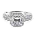 Prima Diamond Millgrain Halo Engagement Ring