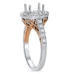 Diamond Oval Halo Eng Ring with RG side Scroll