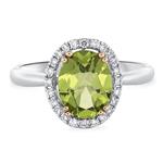 Prima Diamond & Peridot Oval Two Tone Ring