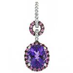 Prima Diamond, Pink Amethyst And Pink Sapphire Pendant (with Chain)