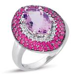 Prima Diamond, Pink Amethyst And Pink Sapphire Ring