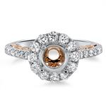 Prima Diamond Round Halo With Rose gold Side Scroll