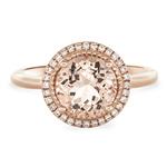 Prima Diamond & Round Morganite Halo Ring