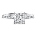 Prima Diamond Square Cluster Ring With Diamonds On Shank