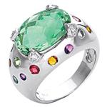 Prima Diamonmd, Green Amethyst And Multi Color Gem Ring