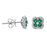 Prima Emerald & Diamond Mini Clover Cluster Earrings