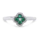 Prima Emerald & Diamond Mini Clover Cluster Ring