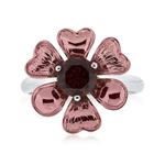 Prima Garnet Coated Heart Flower Ring