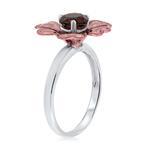 Garnet Coated Heart Flower Ring