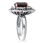 Garnet & Double Diamond Row Flower Ring