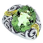 Prima Green Amethyst & Diamond Ring