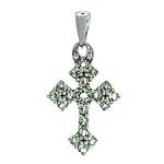 Prima Green Amethyst & Diamond Cross Pendant