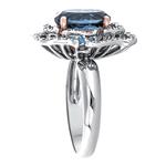 London Blue & Double Diamond Row Flower Ring