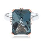 Prima London Blue Topaz & Diamond Ring