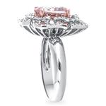 Morganite & Double Diamond Row Flower Ring