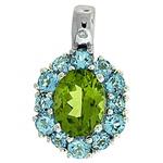 Prima Peridot,Blue Topaz & Diamond Pendant