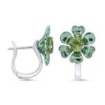 Prima Peridot Coated Heart Flower Earrings