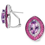 Prima Pink Amethyst,Pink Sapphire & Diamond Earrings