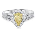 Prima Princess Cut Yellow Diamond Halo Engagement Ring