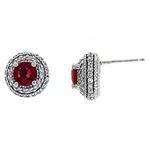 Prima Red Sapphire & Diamond Earrings