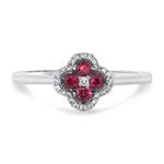 Prima Ruby & Diamond Mini Clover Cluster Ring