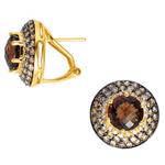 Prima Smokey Quartz, Brown & White Diamond Earrings