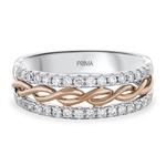 Prima Two Row Diamond Band With Twist Gold Row